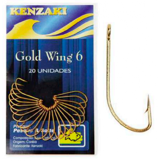 Anzol Kenzaki Gold Wing com 20 unidades - Tamanhos Anzol Kenzaki Gold Wing com 20 unidades - Tamanhos