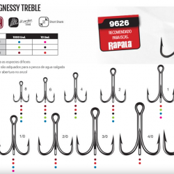 Garatéia Rapala 9626BN 3x tamanho 02 - 10 Unidades